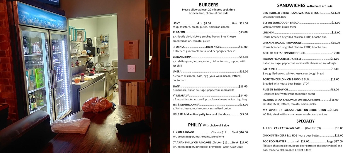 O'Meara's and Two Doors Down Menu